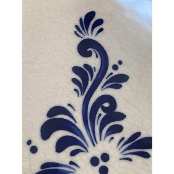Deltis Portugal Blue & White Stoneware Dish 8.5” Pottery Bakeware Floral Design - Picture 13 of 14